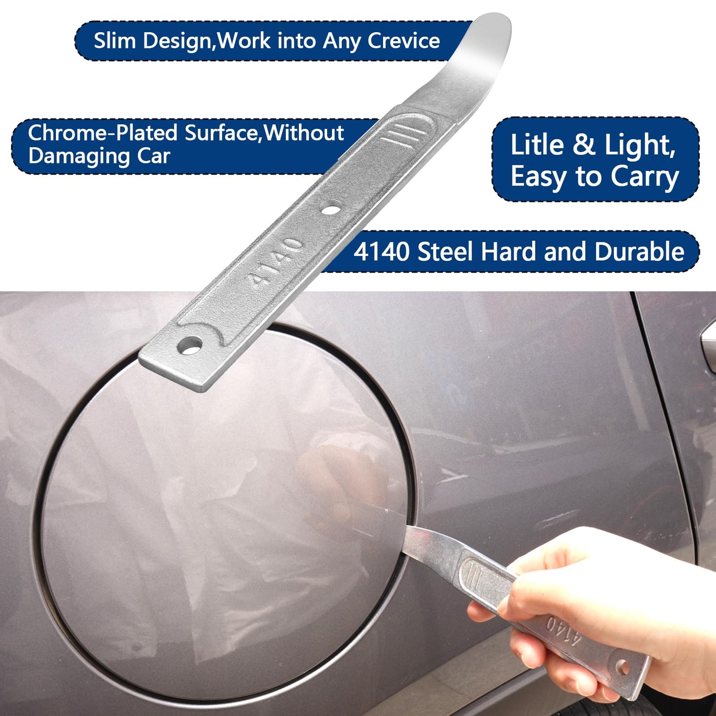 LSTOPGO 4140 Pry Tool, 1pc Pry Bar Trim Removal Tool, Pocket Pry Bar, Car Trim Removal Tool Kit, Easily Removes Trim, Paneling, Sheet Metal, Fasteners, and More (1)