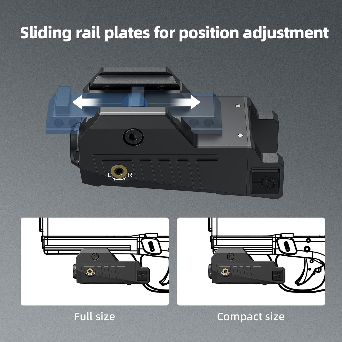EZshoot Compact Pistol Laser Sight, Red Laser Gun Sight with Adjustable Slide Rail, Rechargeable Low Profile Laser for Pistol Compatible with 21MM Picatinny Rail