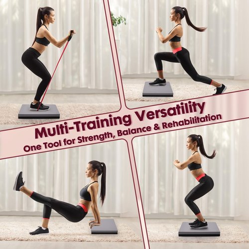 Balance Pad- High-Density Foam Cushion Mat for Yoga, Exercise & Fitness, Non-Slip Stability Trainer for Core Workouts, Thick Foam Balance Board (19.7×15.7×2.4 in) (Black & Gray)