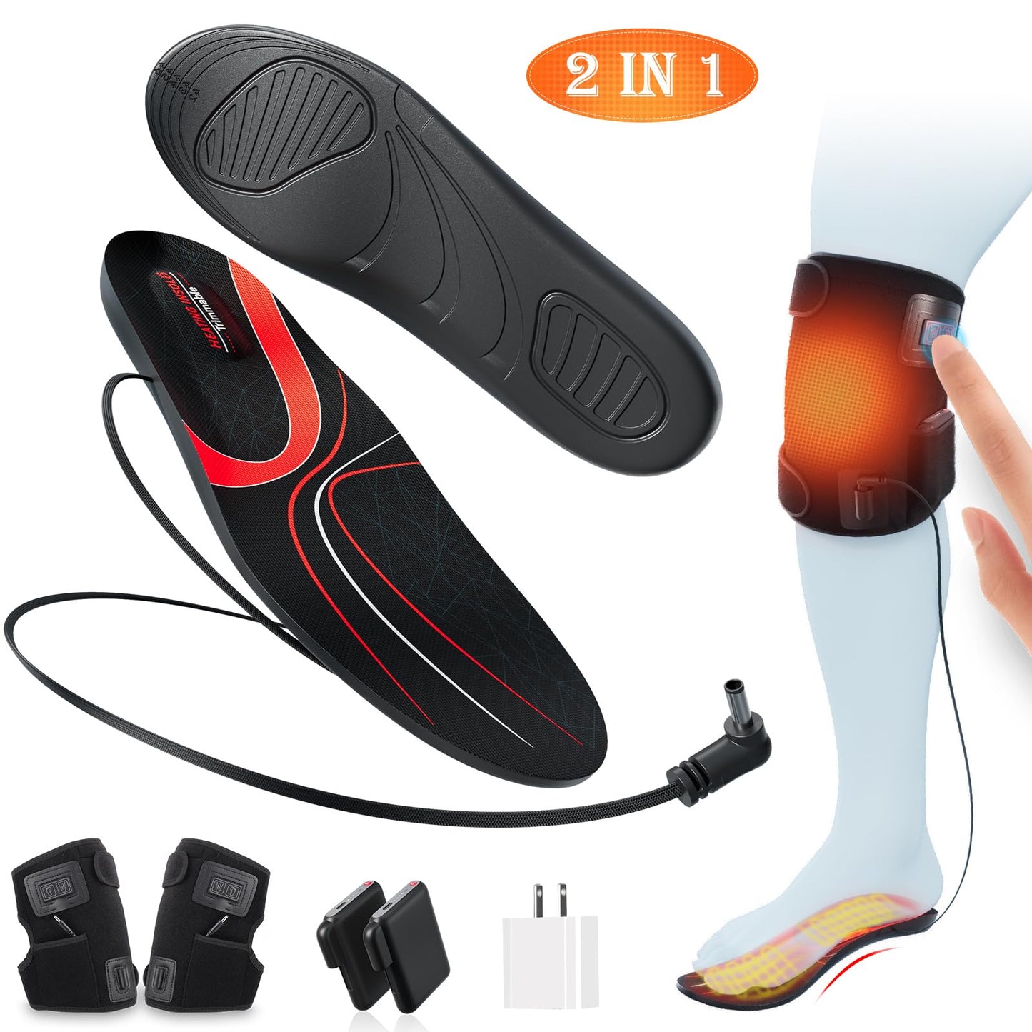 Heated Insoles, Kamlif 7.4V Rechargeable Foot Warmers, Heated Shoe Inserts Winter Thermal Soles for Men and Women, Skiing, Hunting, Hiking, Camping Outdoor Sports