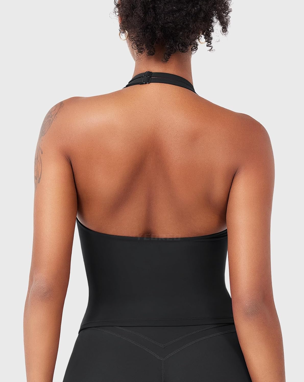 YEOREO Women's Halter Tank Top - Padded Deep V Neck Workout Camisole | Longline Strappy Design