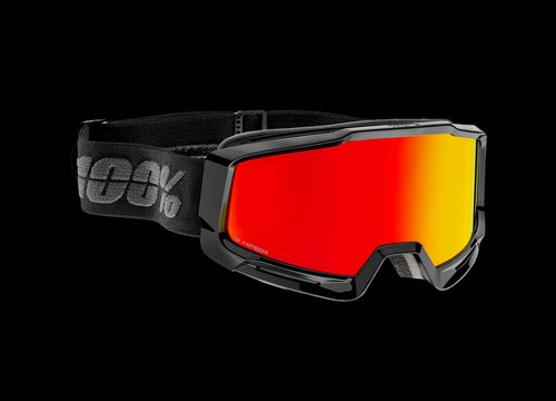 100% OKAN HiPER Premium Protective Goggles (Black/Red - Mirror Red Lens)