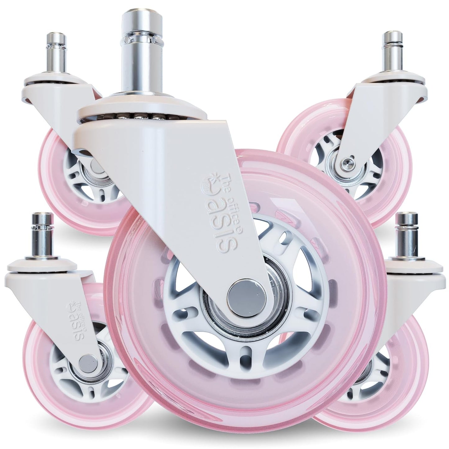 Original Rollerblade Office Chair Wheels - Smooth, Quiet Casters for Hardwood & Carpet - Easy Universal Fit - Set of 5