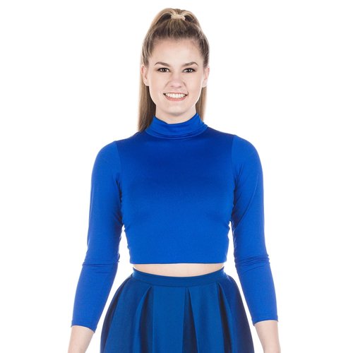Danzcue Womens' Cheerleading Basic Bodyliner Top Sportswear Body Suits, Royal, X-Small