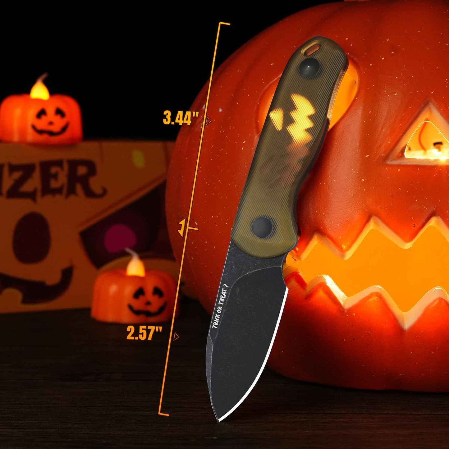 Kizer Drop Bear EDC Fixed Blade Knife - 2.57" 14C28N Blade, Yellow PEI Handle, Compact Survival Knife with Kydex Sheath