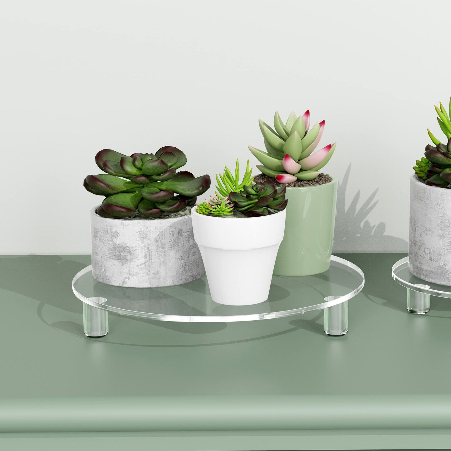 SVENJBB Clear Round Pedestal Riser Board 7 Inch 2-Pack, Decorative Acrylic Display Stand for Home and Kitchen Counter Décor, Waterproof Display Tray for Plants and Bathroom