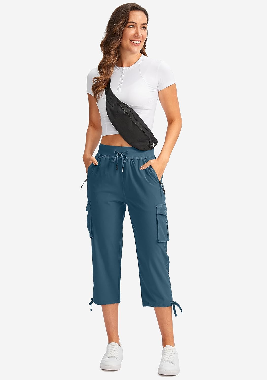 Soothfeel Women's Cargo Capris - Lightweight Quick-Dry Travel Pants with 6 Pockets for Summer Hiking