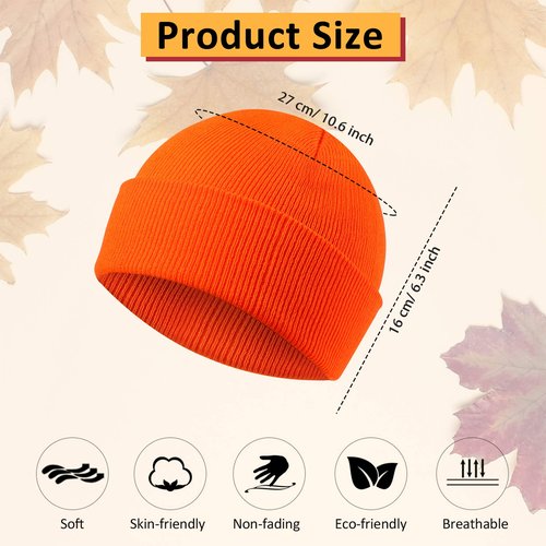 Geyoga 12 Pieces Beanie Blaze Hat Skull Hat Cuff Knit Cap for Men Outdoor Hunting (Orange)
