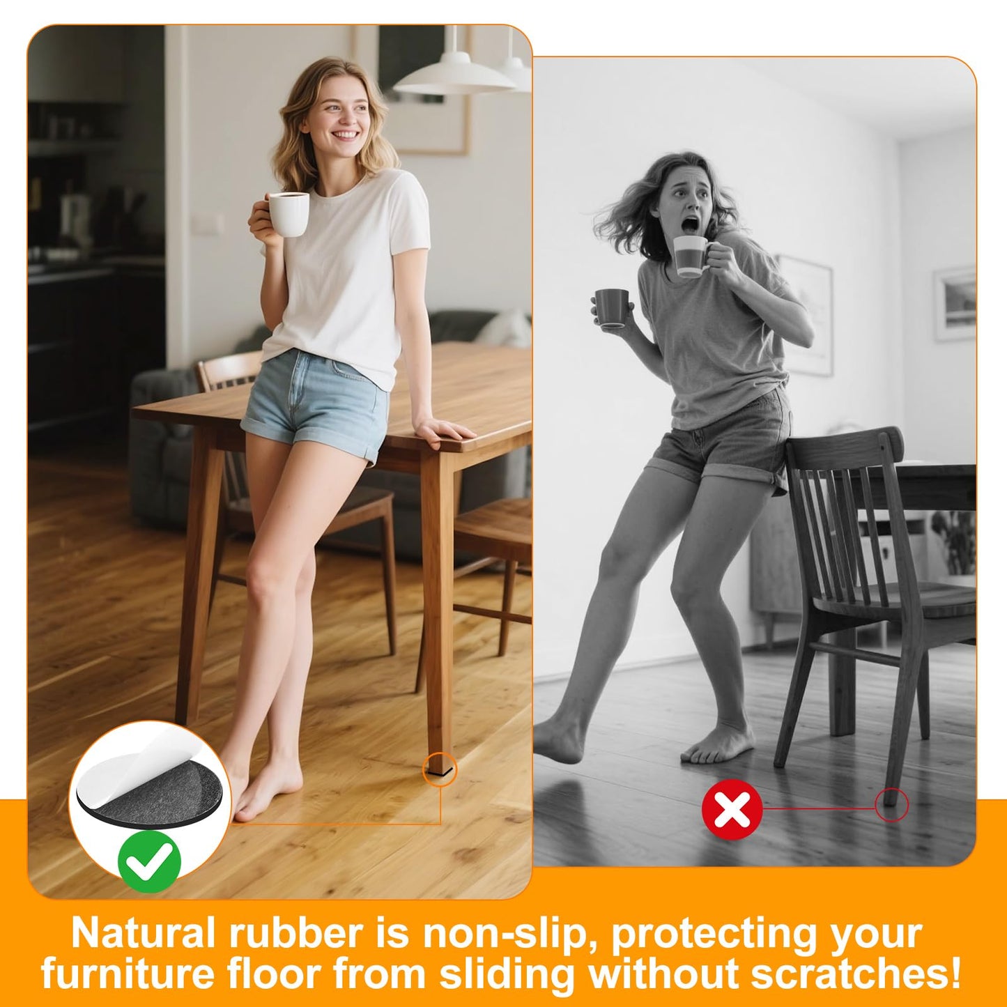 CHUNZEXI Non Slip Furniture Pads - 12 Premium Furniture Grippers Self Adhesive Rubber Furniture Feet, Anti Slide Furniture Hardwood Floor Protector for Keep Couch Stoppers (3 inch Round)