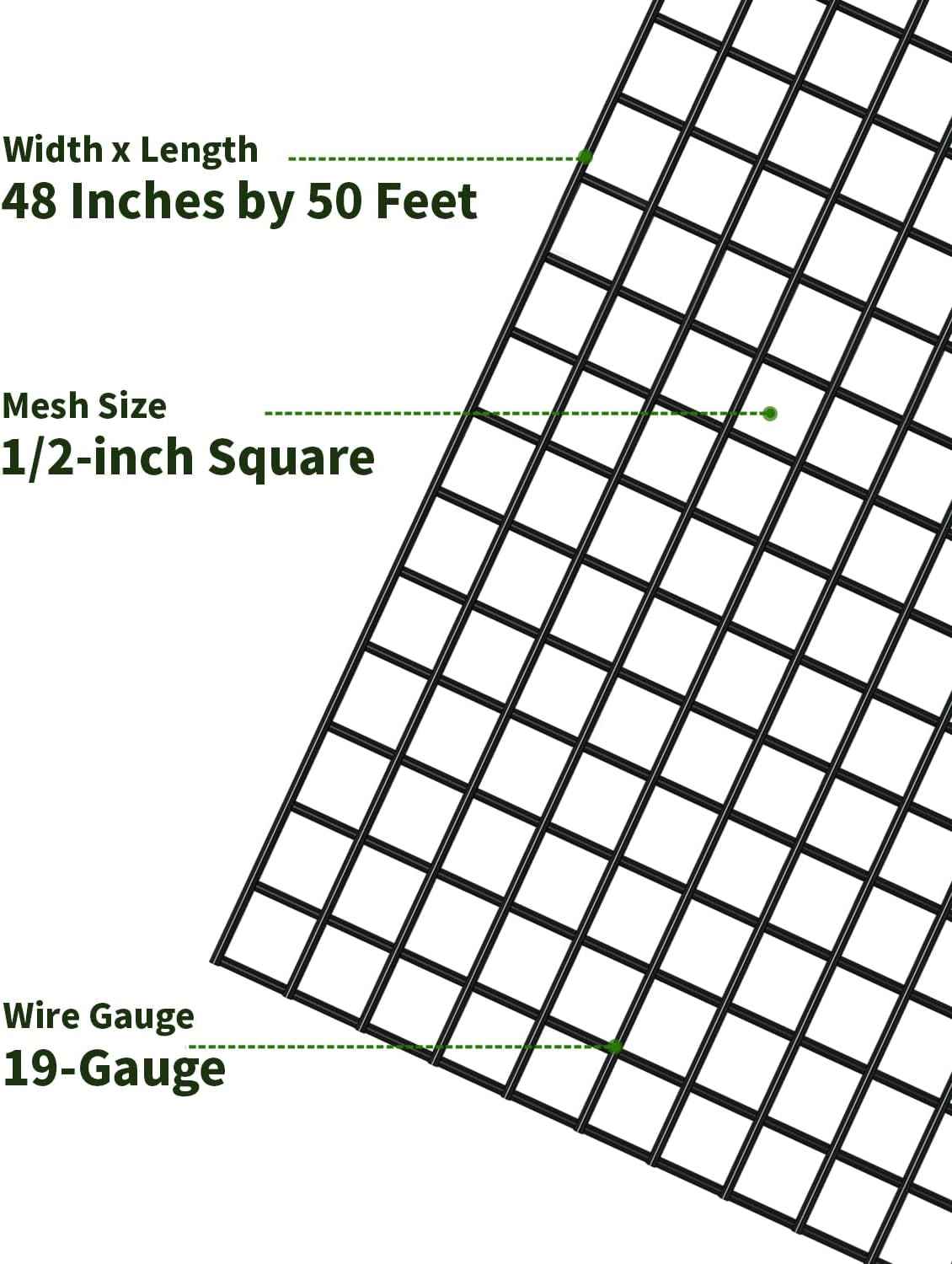 1/2 Inch Hardware Cloth Roll - 48'' x 50' Chicken Wire Fencing for Garden & Cages