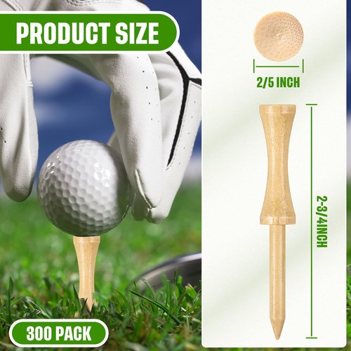 Mudder 300 Pack Step Down Golf Tees Wooden 2-3/4 Inch Bulk Bamboo Golf Castle Tees for Practice Accessories