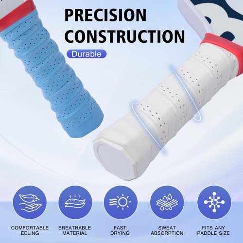 AILANFEI Pickleball overgrip 6 Pack Anti-Slip, Sweat-Absorbing and Extra-Long Pickleball Grip Tape Suitable for Tennis Squash Badminton (Colour)