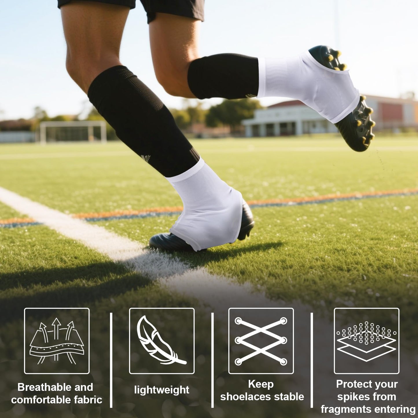 Spats Football Cleat Covers,Youth Cleat Covers Football Keeps Dirt/Turf Debri Out,Bike Cleat Covers,Cleat Sleeves For Football Soccer Lacrosse Kids Teenagers Youths Adults.Cleat Cover (White, Large)