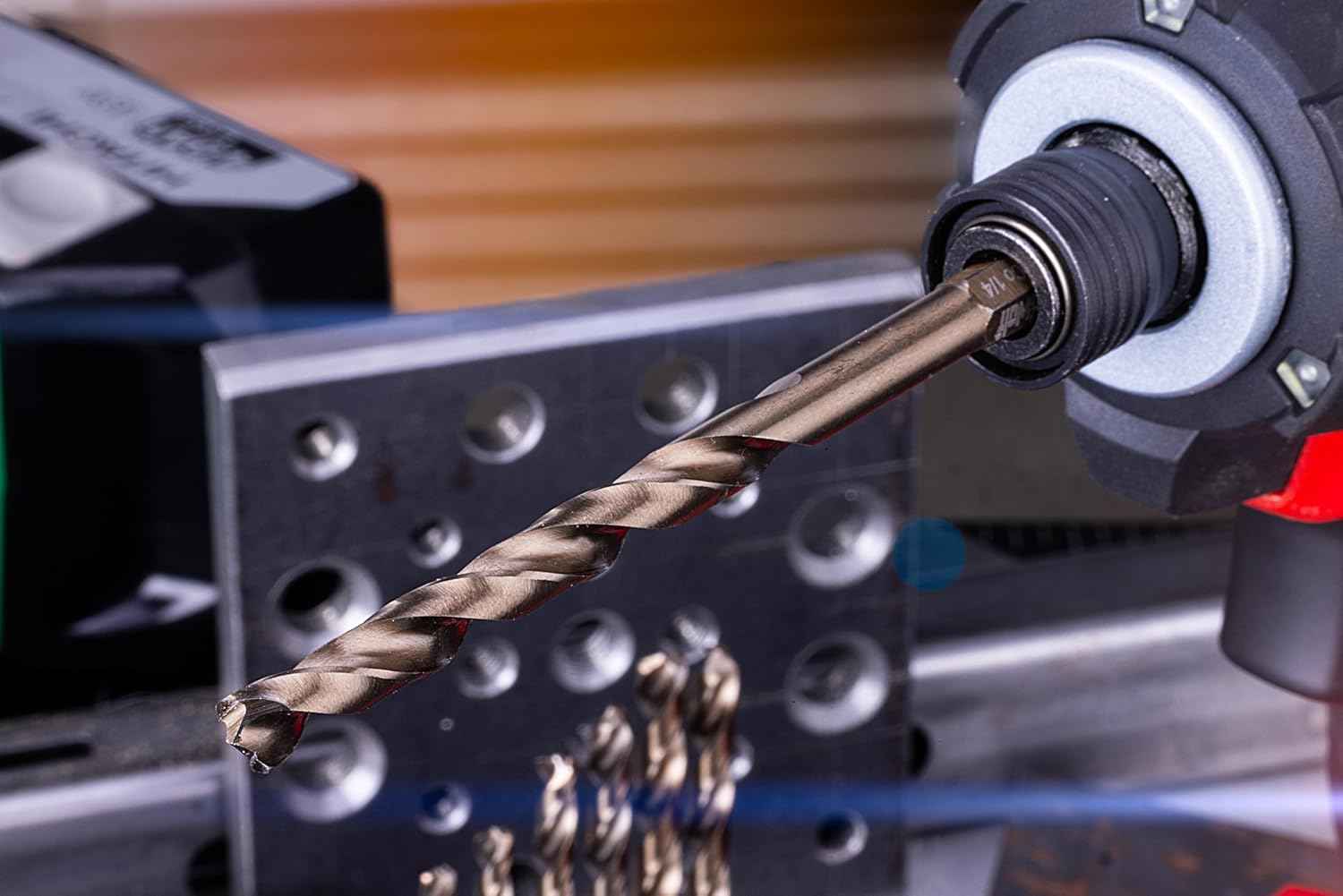 21-Piece Cobalt Drill Bit Set for Stainless Steel & Hard Metals - Jobber Length, 1/4" Hex Shank, SAE Sizes in Storage Case