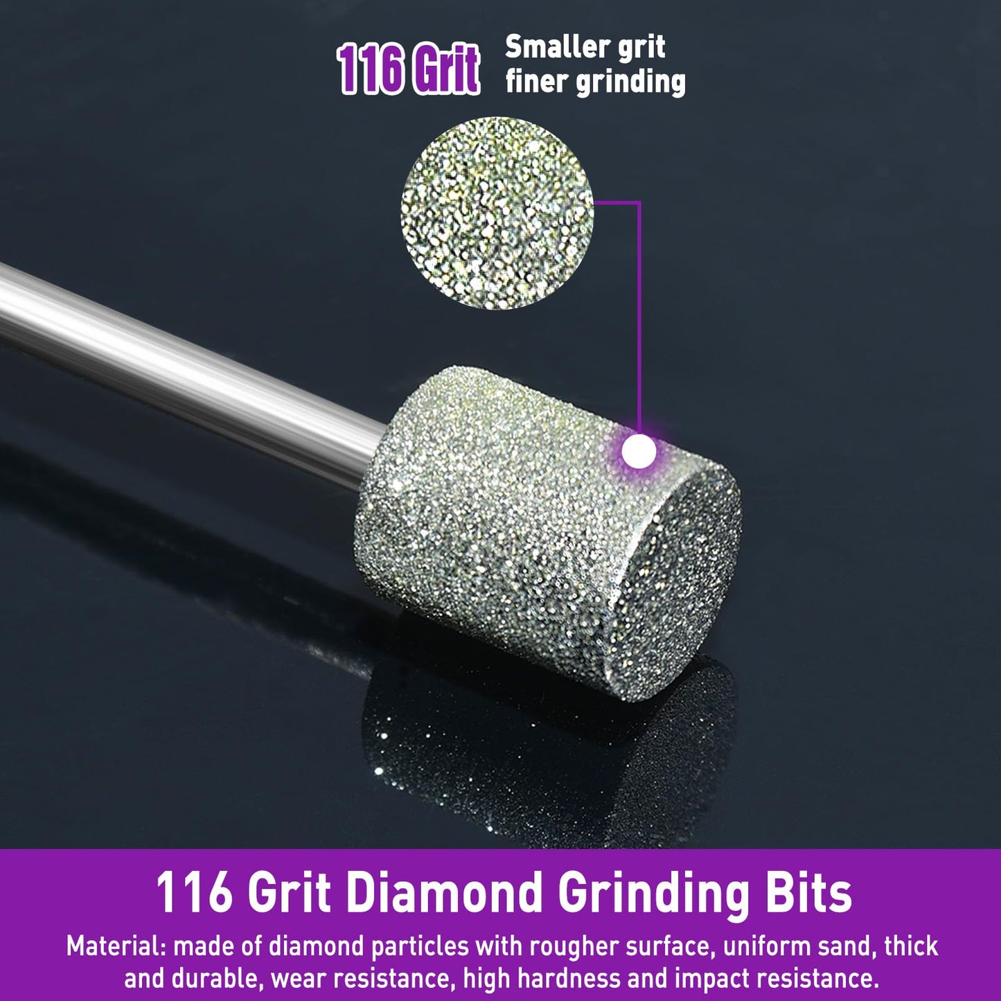 12PCS Diamond Grinding Bit Compatible with Dremel Rotary Tools, Stone Carving Set Polishing Kit with 116Grit Diamond Coated Bits 1/8" (3mm) Shank Accessories for Stone Rocks Jewelry Glass Ceramics