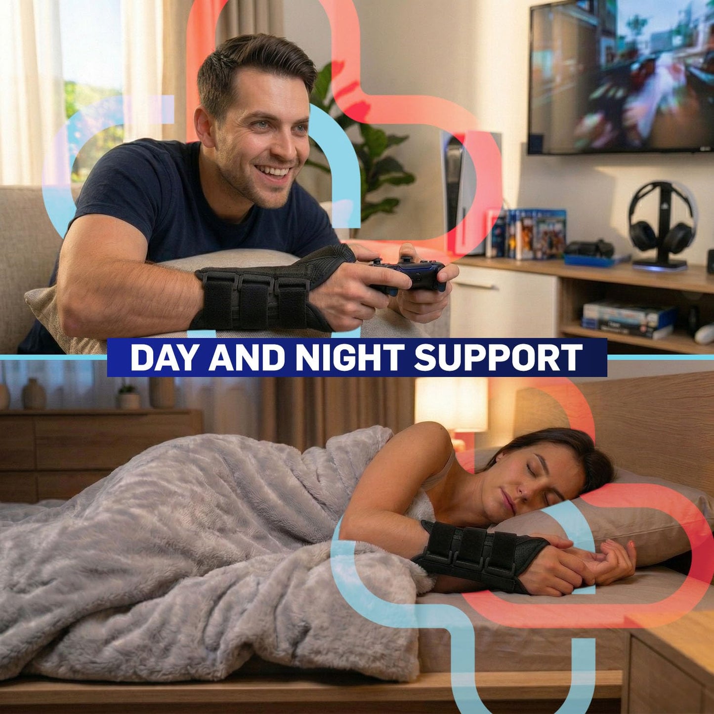 Doctor Developed Carpal Tunnel Wrist Brace Night Support, Thumb Spica Splint Right Hand for De Quervains Tenosynovitis, Tendonitis, Wrist Brace With Thumb Support-Small/Medium-Women & Men, Black