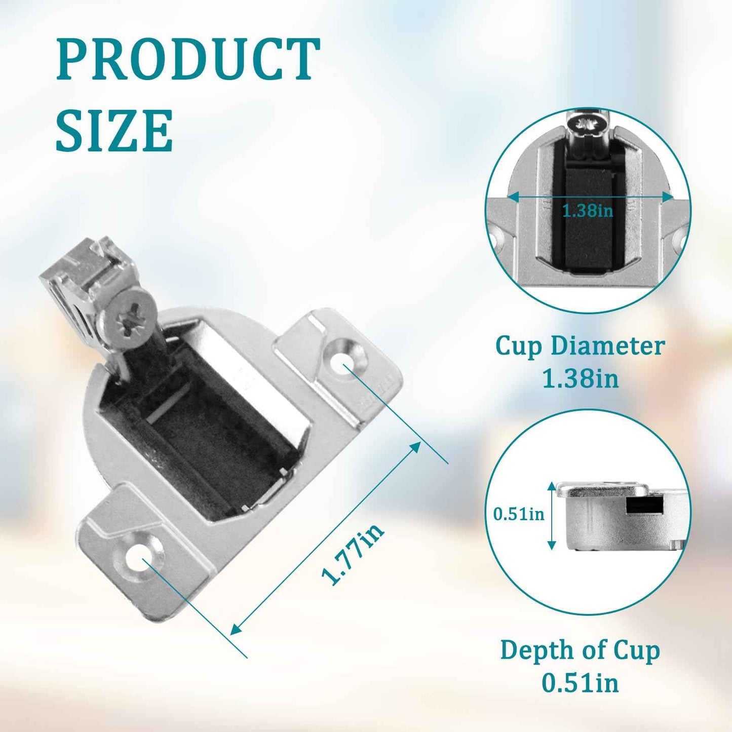 Replacement for Blum 110 Degrees Screw On Self Closing Compact 33 Hinge, Fit for Open Side Cabinet Hinges, Cabinet Door Hinges,Replacement for Original Blum Hinges 4Pack (mounting Plate not Included)