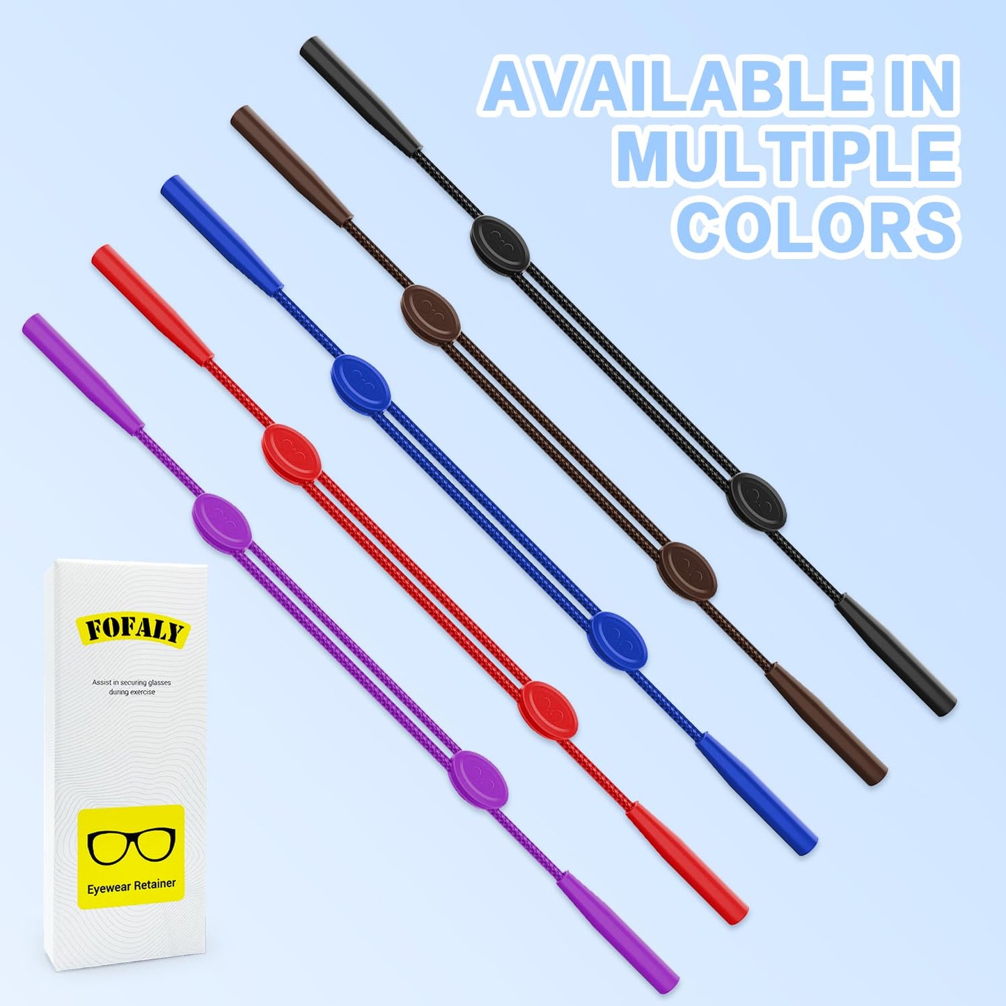 FOFALY Kids Glasses Strap, No Tail Eyeglasses Strap For Kids 3Pcs, Age 3-12 Baby Sunglasses Straps for Girls, Boys, Toddler, Holder Around Neck, Adjustable Eyewear Retainer for Sports (Black, 9.5in)