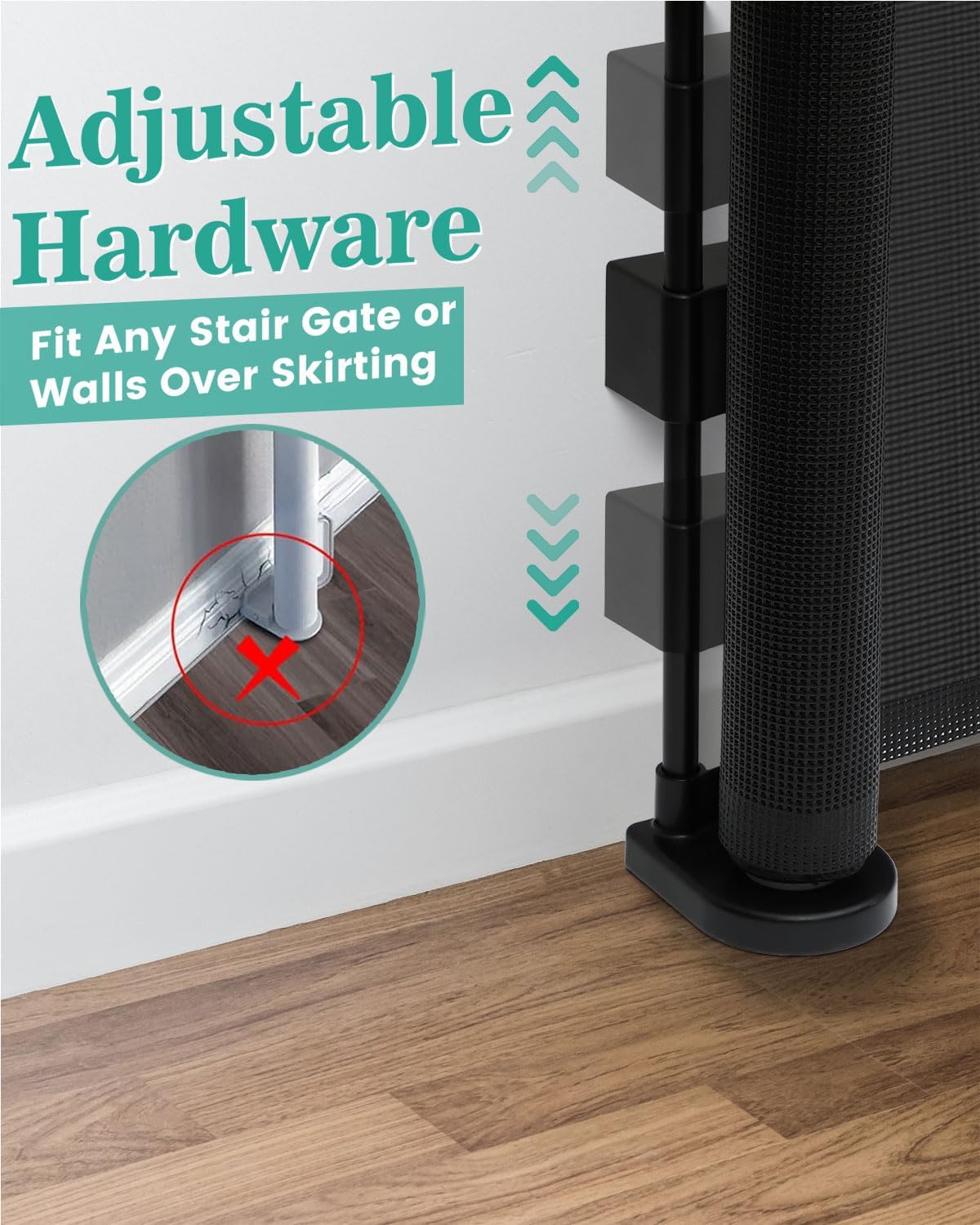 59-Inch Retractable Baby Gate - 34-Inch Tall, Reinforced Design for Stairs & Doorways