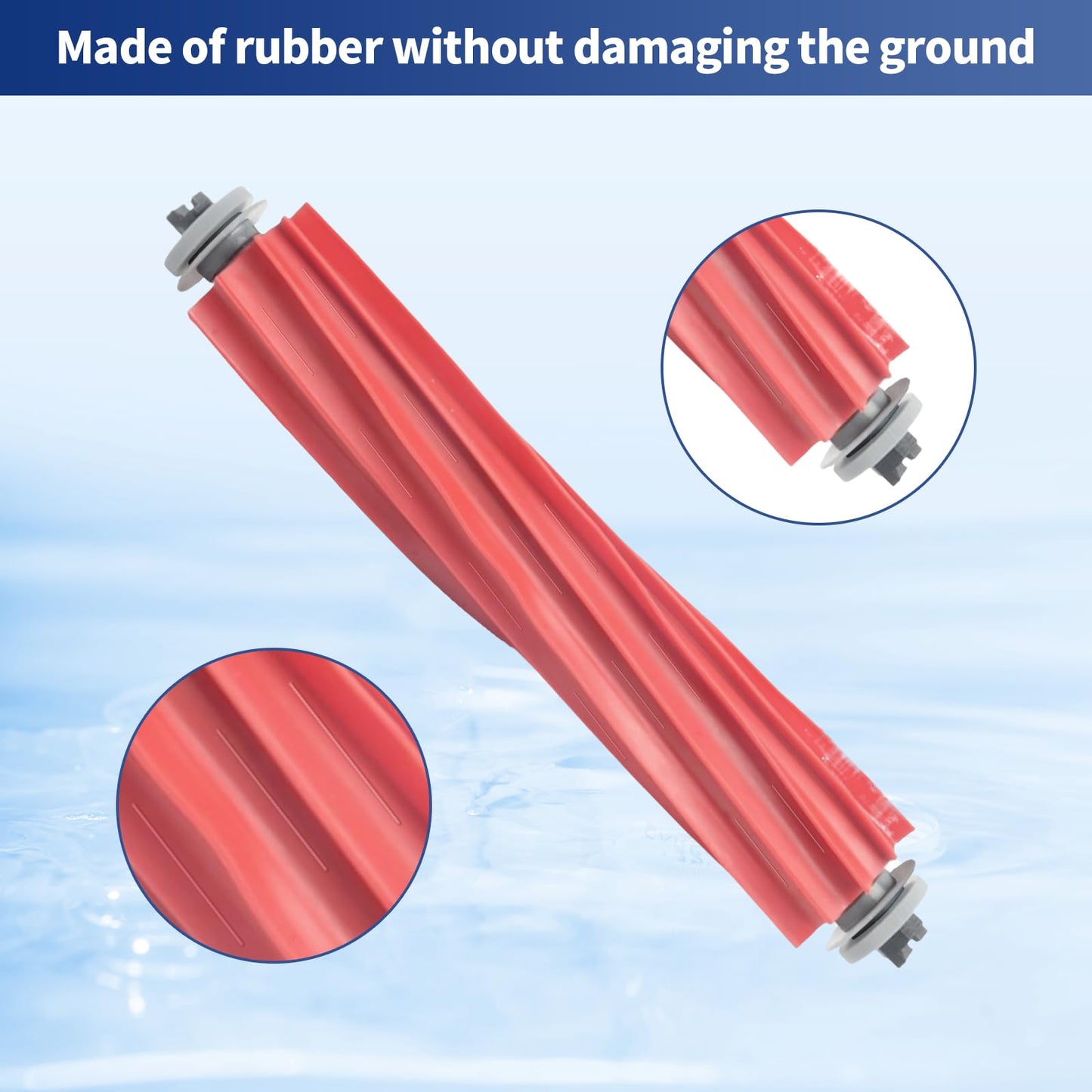 AKUSCON Roller Brush Replacement for Roborock S7, Q7 Series, MaxV Plus, Q Revo Robotic Vacuum - 4 Rubber Main Roller Brushes