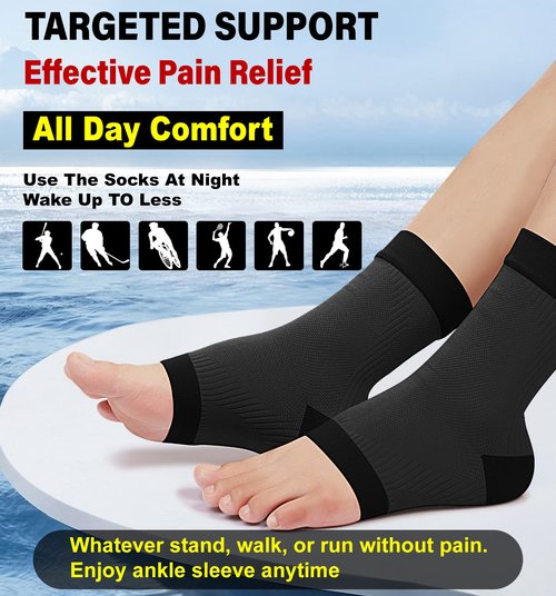 KEKING® Ankle Brace Compression Support Sleeve for Women & Men, Medical Ankle Compression Socks for Plantar Fasciitis, Foot & Ankle Swelling, Achilles Tendon Support, Arch Support, 1 Pair of Black 3XL