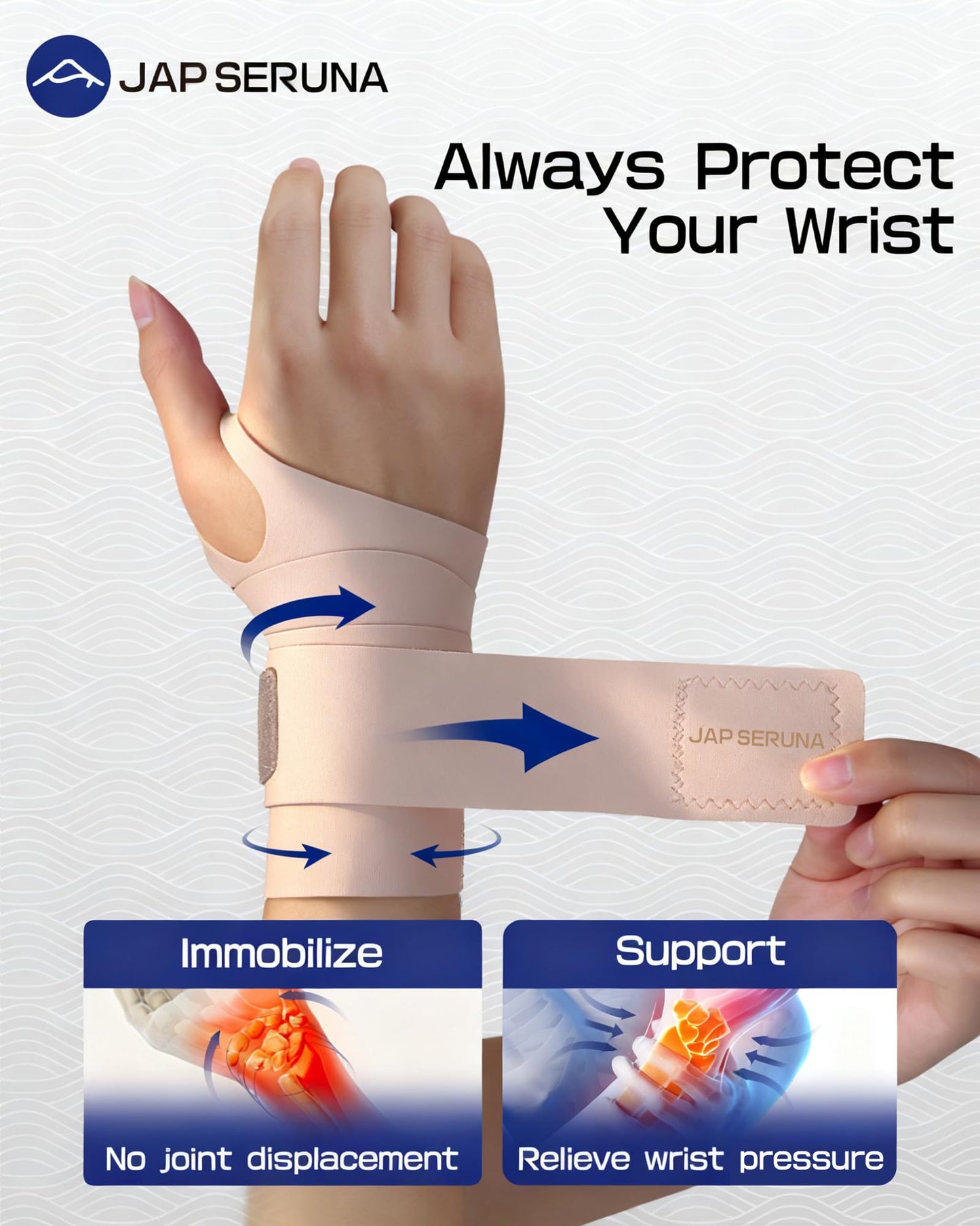 PFZ Ultra-Thin Ulnar Wrist Brace with Double Compression Straps - Wrist Support for Carpal Tunnel, Arthritis, Tendonitis, TFCC, Pain Relief (Single)