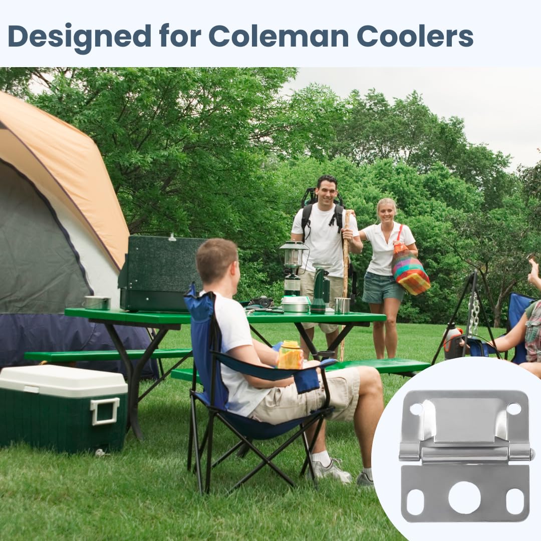 Cooler Stainless Steel Hinges for Coleman,4 Pack Coolers Replacement Parts for Coleman 5235 5250 5286b 6262 6270,Camping Coolers Accessories with Screws Set