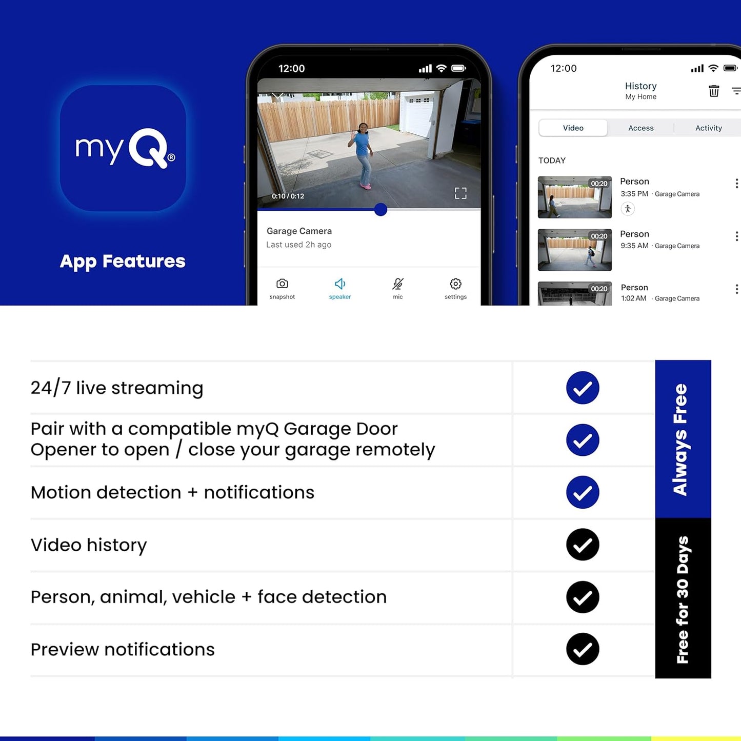 myQ Smart Outdoor Wired Camera by Chamberlain – Home Security with HD Video