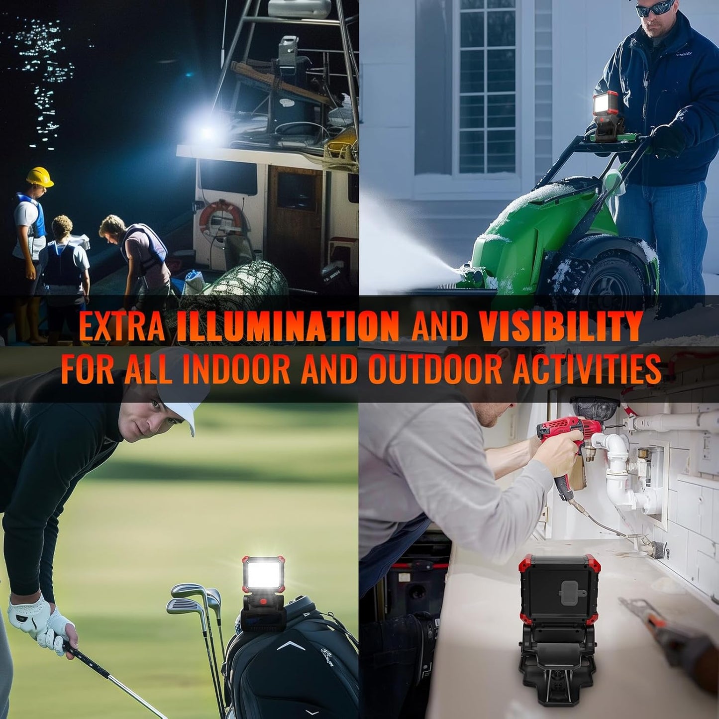2100LM LED Rechargeable Work Light with Clamp - 2-Pack Magnetic Clip-On, 270° Rotating, Portable for Car Repair & Job Site Lighting