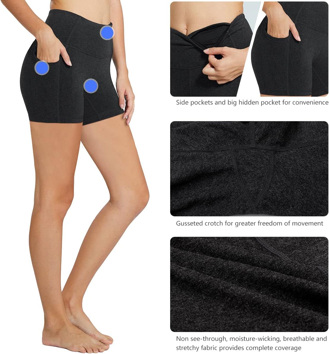 Baleaf Women's High Waist Biker Shorts - Comfortable Spandex with Pockets for Yoga & Gym | 8"/5"/3" Sizes