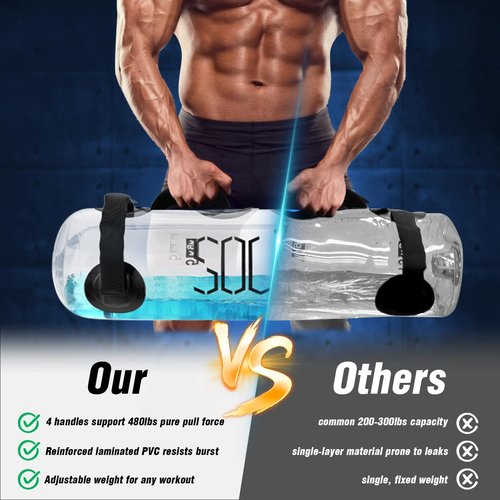JIRTEMOT Water Weights Aqua Bag, 33 LBS Adjustable Sandbag for Strength Training & Fitness, with Foot Pump for Home Gym, Boxing, Core and Balance Workout Equipment