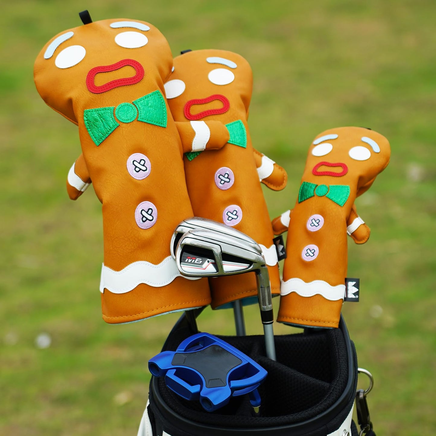 LZFAN Funny Golf Club Head Cover Driver Headcover Fairway Wood Headcover Hybrid Club Head Cover Brown Monster Cookie Fairway