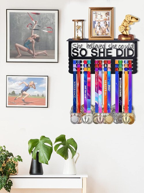 Biggun Medal Display Shelf - Easy Install Trophy Holder for Running & Wrestling Medals | Sturdy Metal Design