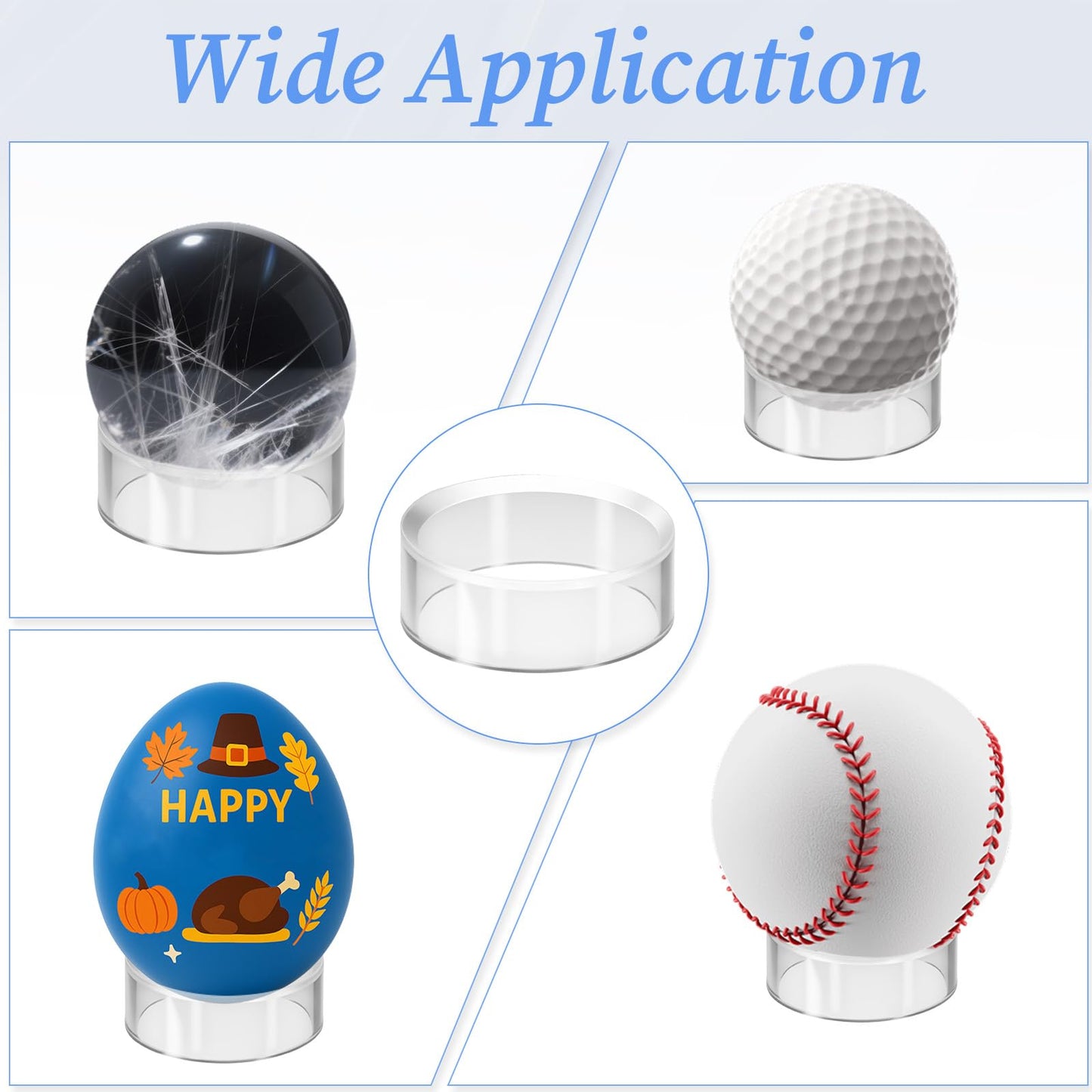 LIQWEI 15Pcs Clear Baseball Holder, Baseballs Stand for Display, Round Spheres Holder Softball Displays Stand, Golf Balls Display Case for Golf Ball, Baseball, Softball, Tennis Ball, Spheres