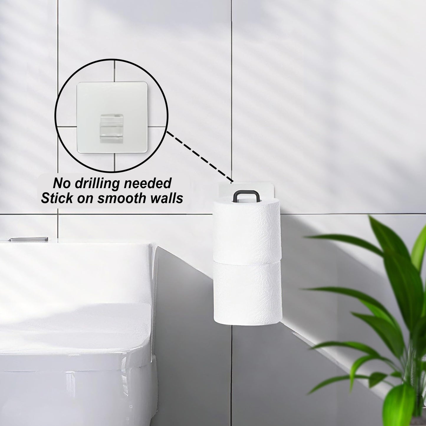 Matte Black Toilet Paper Holder Wall Mount, Storage Extra 2 Roll Tissue, Over The Tank Toilet Paper Holder, Tissue Holder for Bathroom Organizer, Small Bathroom Essential for New Home, 1Pcs