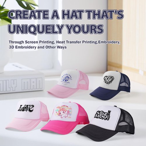 LYDTICK 15 Pack Trucker Hats Bulk Sublimation Blanks Wholesale Mesh Baseball Cap DIY Custom Hats for Men Women, Black & White