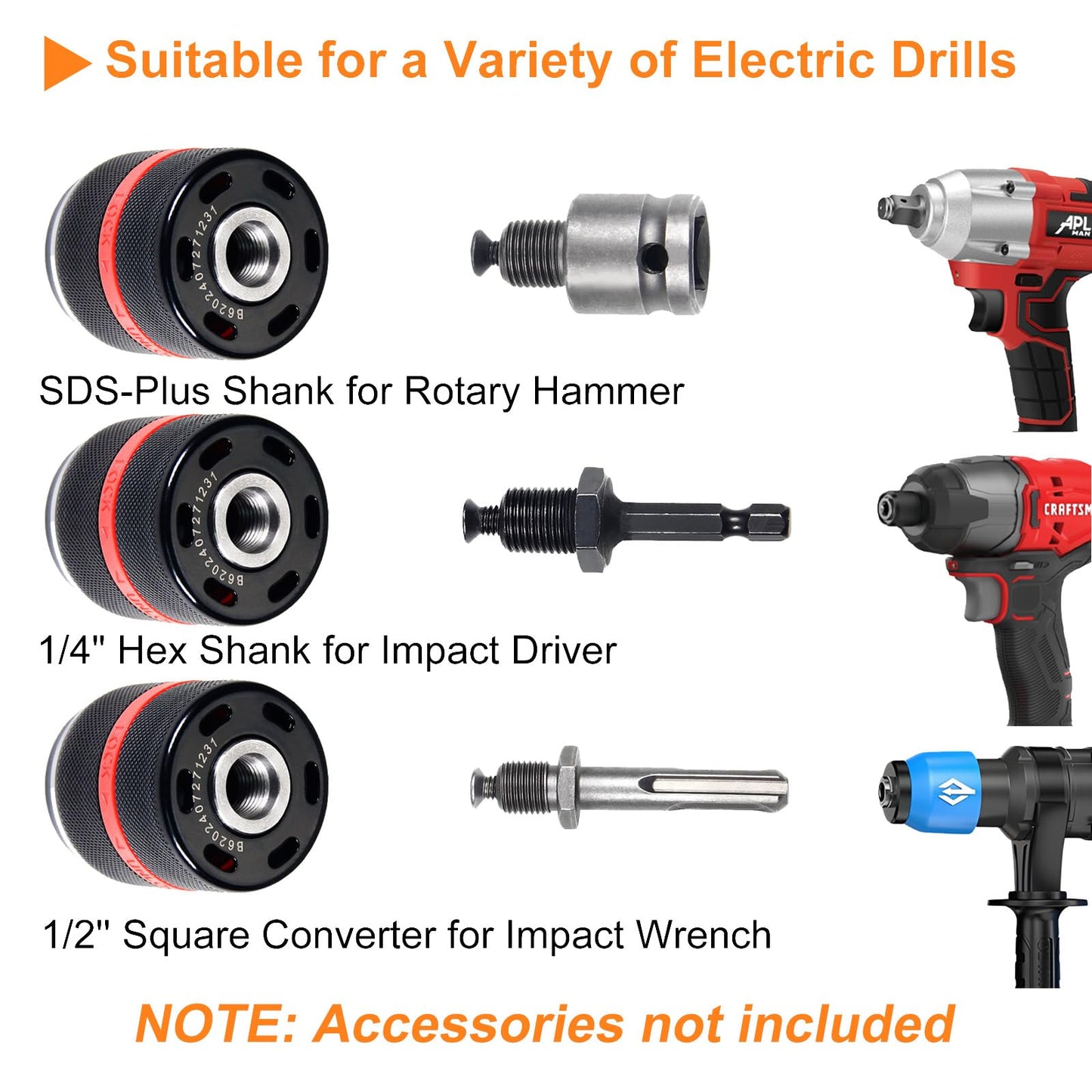 YUEARN Keyless Drill Chuck for Milwaukee M18, 1/2"-20UNF Mount, 1.5 to 13 mm Clamping Capacity, All-Metal Self-Tightening Chucks, Replacement Power Drill Chucks for Various Purposes