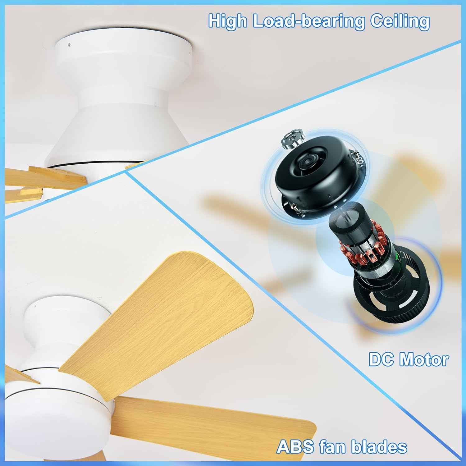 42-Inch Modern Black Ceiling Fan with Light & Remote - Dimmable Low Profile, 5 Reversible Walnut Blades, 6 Speeds for Indoor/Outdoor Use