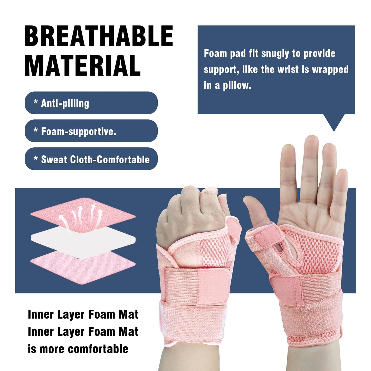 Tianhengyi Thumb Brace, Thumb Spica Splint for Right Hand or Left Hand for Arthritis Pain & Support, Trigger Thumb Splint and Stabilizer for Carpal Tunnel Pain Relief, Tendonitis, Sprain, Pink