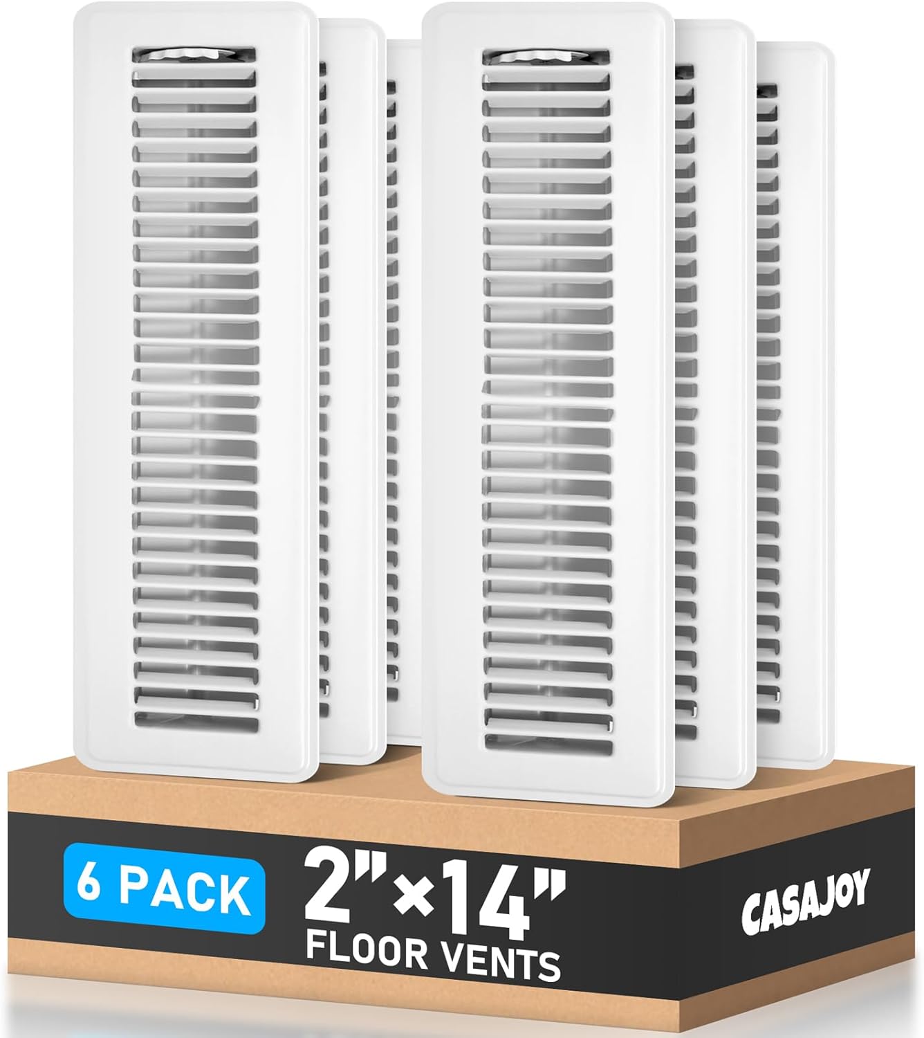 Heavy Duty 4x10 Inch Metal Floor Vents - 6 Pack Rust Proof Air Vent Covers for Home