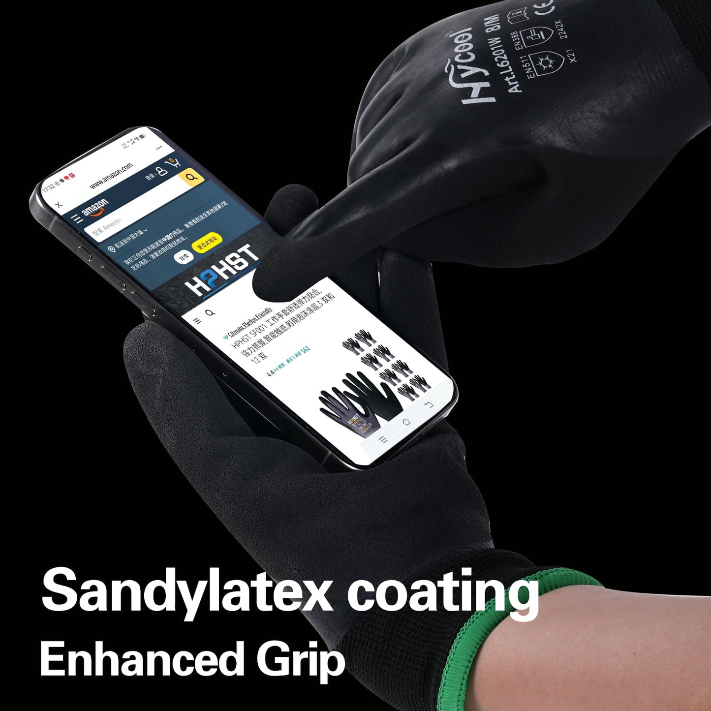 DS Safety Waterproof Gloves for Men and Women, Winter Work Gloves for Cold Weather, Thermal Insulated Freezer Gloves,Black (L)