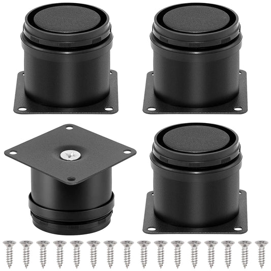 Eoppen 4-Pack 2 Inch Furniture Legs, Stainless Steel Adjustable Round Cabinet Legs with 16Pcs Screw for Cabinet Sofa Shelves Table DIY Furniture(Black 50x50mm)