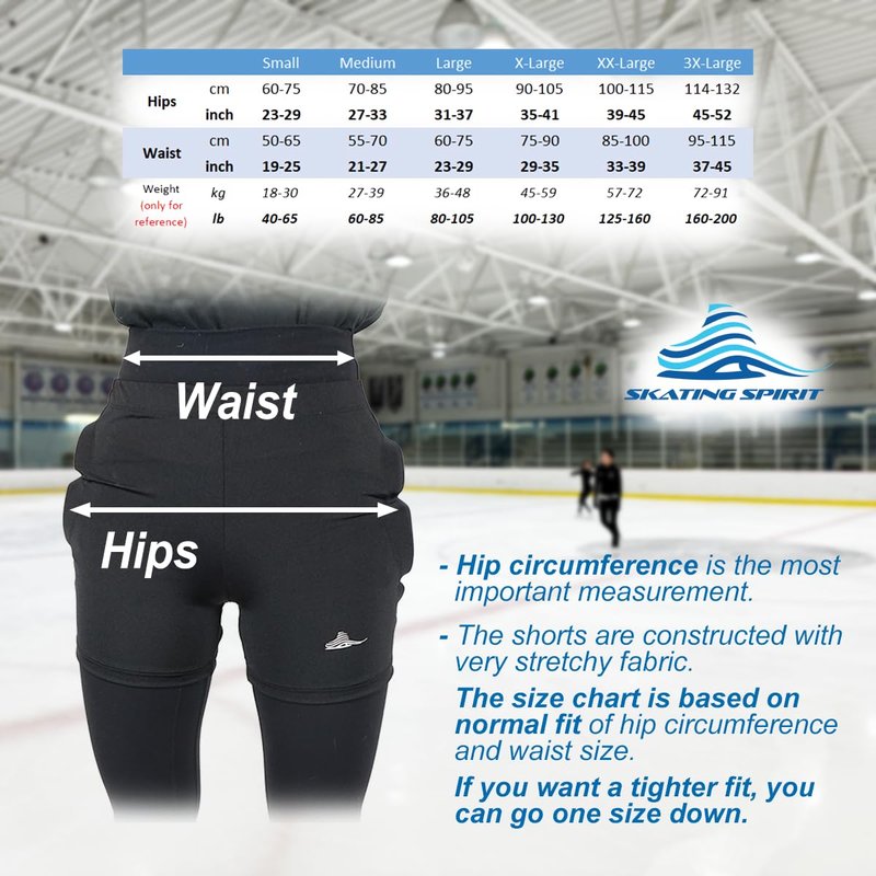 Skating Spirit Padded Shorts Protective Crash Pants Tailbone Hip Butt Pad for Ice Figure Roller Skating Skateboarding Skiing Snowboarding (L) Black
