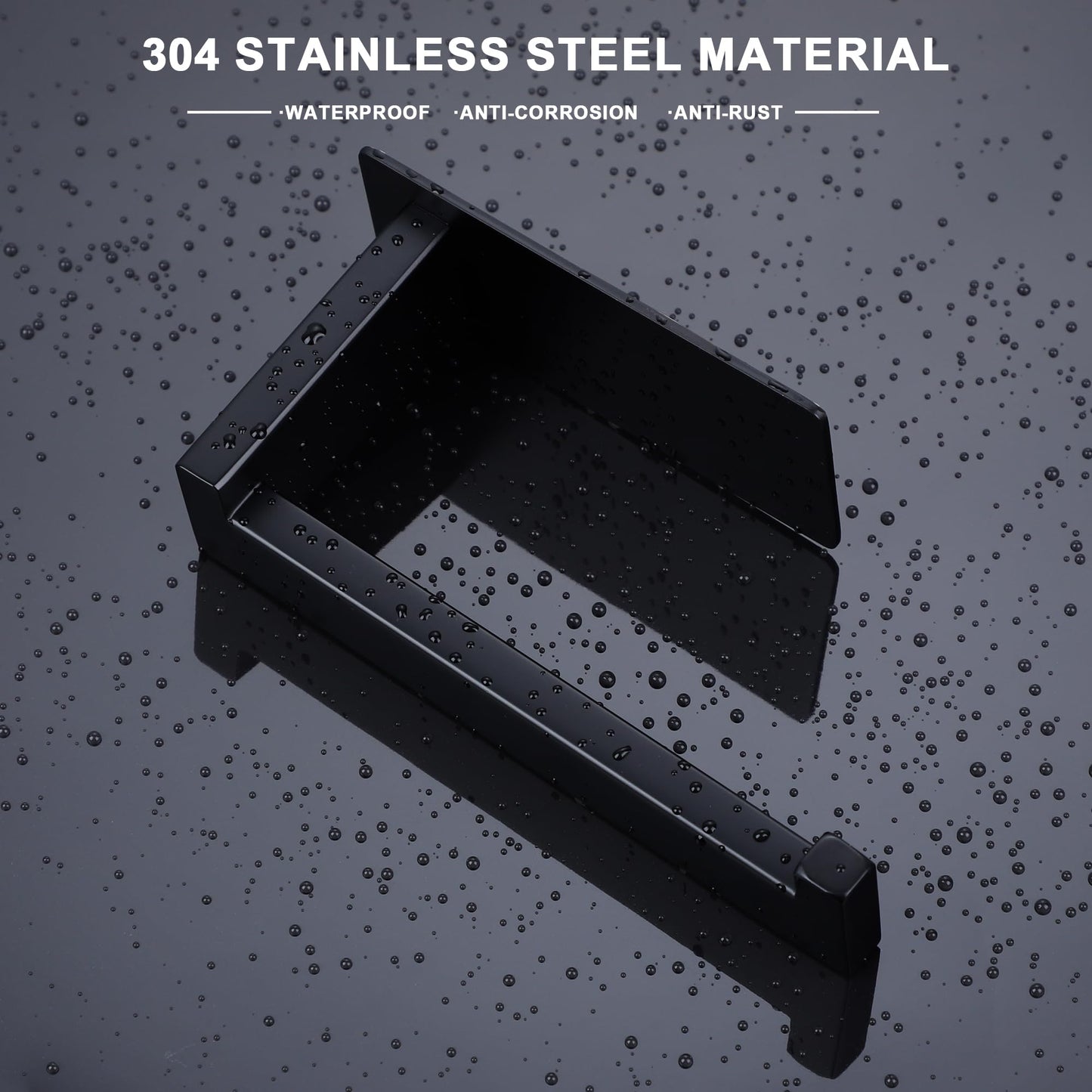 LANC Self-Adhesive Toilet Paper Holder, Matte Black Toilet Tissue Holder Wall Mounted for Bathroom Kitchen Stick On Paper Roll Holder with No Drilling Rustproof Stainless Steel, A8307MB