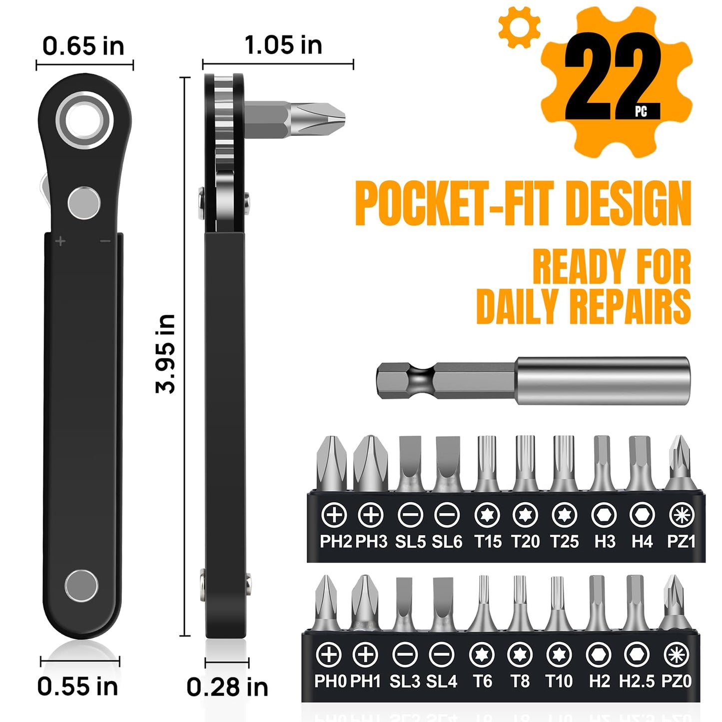 Ratcheting Screwdriver Men Gifts – Right Angle Screwdriver for Tight Spaces, Cool EDC Gadgets, Small Tool Gift for Men Dad Husband