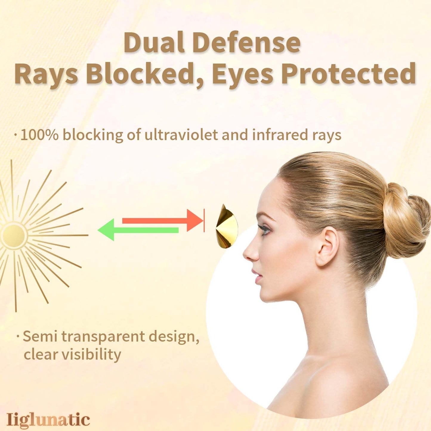 Iiglunatic Tanning Goggles, Tanning Eye Protection 50sets - Latex-Free Disposable for Stand-Up Tanning Beds, Salon & Home Use_Gold