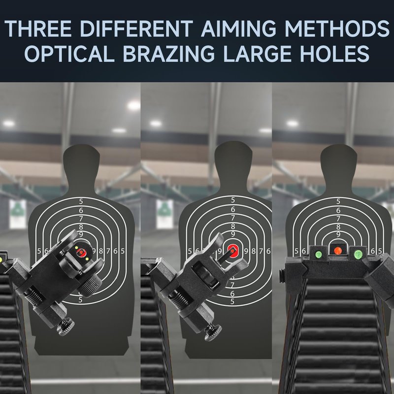 TPRCOL 2nd 45-Degree Flip Up Front and Rear Sights, Black, with Green Red Fiber Optic Dots, Picatinny Rail Mount