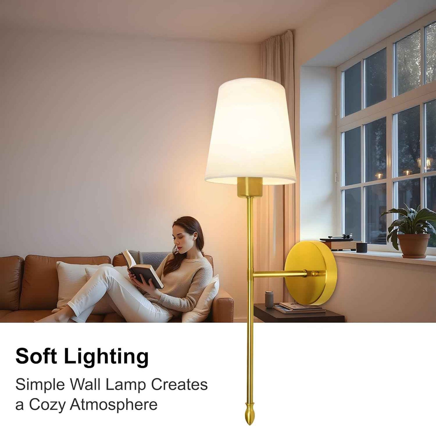 Rechargeable Gold Battery Operated Wall Sconces Set of 2 with Remote & RGB Bulbs
