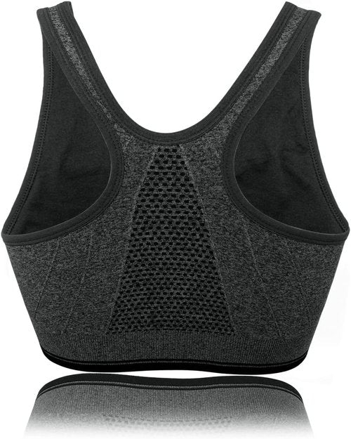 FLORATA Zip Front Sports Bra for Women - Wireless Post-Surgery Yoga Bra | Comfortable Fit