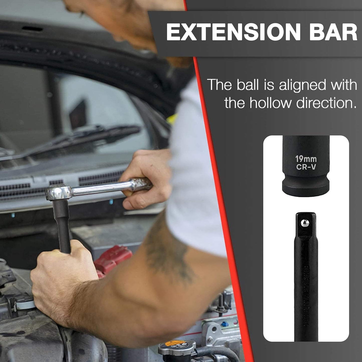 29-Piece Deep Impact Socket Set with Extensions | SAE & Metric Cr-V Steel